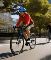 城市街道骑行者骑行画面4914#横屏 