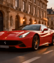 城市街道红色跑车行驶画面1195#横屏 