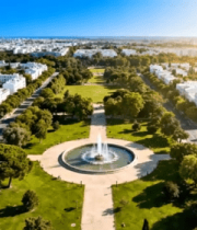 城市公园喷泉鸟瞰景象4627#横屏 