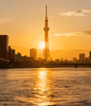 	 城市河畔日落高楼景观6468#横屏 