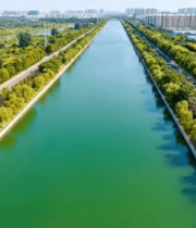 城市河流航拍全景1131#横屏 