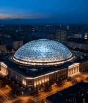 城市建筑穹顶夜景俯瞰3342#横屏 