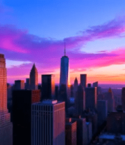 城市高楼日落全景(2)14035#横屏 