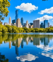 城市公园湖泊与高楼景观13536#横屏 