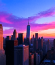 城市高楼日落全景(2)14035#横屏 