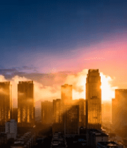 城市高楼日出全景(2)10477#横屏 