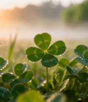 清晨草地三叶草露珠景象14005#横屏 