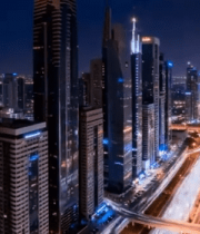 城市高楼夜景与车流景观13614#横屏 