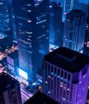 城市高楼夜景俯瞰291#横屏 