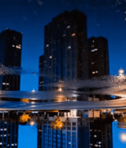 城市高楼夜景倒影素材1459#横屏 
