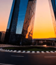 城市道路高楼日出景象73#横屏 