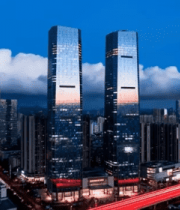 城市高楼大厦航拍夜景3550#横屏 