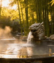 竹林中的温泉景观945#横屏 