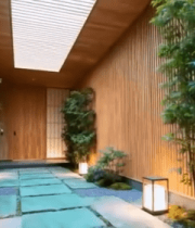 中式庭院绿植石板路通道1112#横屏 