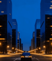 	 城市道路夜间行驶的汽车10299#横屏 