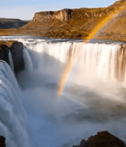 壮丽瀑布与彩虹自然景观504#横屏 