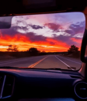 	 车内视角公路行驶晚霞景象10311#横屏 