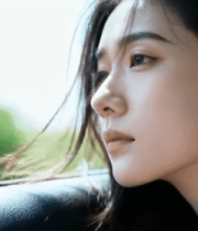 车内女子侧脸望向窗外2554#横屏 