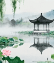 中式荷塘凉亭自然风光素材1158#横屏 