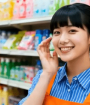 超市女性员工竖拇指示意7878#横屏 