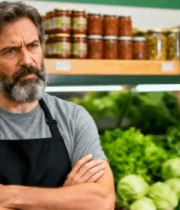 超市内男士与女士交流画面14585#横屏 