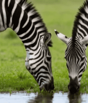 	 草原斑马低头饮水画面5828#横屏 