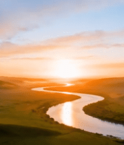 草原河流日落自然风光6195#横屏 