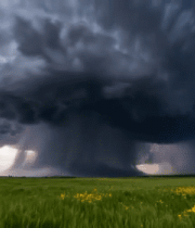 草原上空乌云闪电风暴景象6072#横屏 