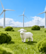 草原小羊与风力发电机景观(1)14002#横屏 