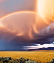 草原上空彩虹自然风光3899#横屏 