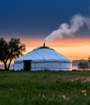 草原上的蒙古包日出景象(1)13143#横屏 