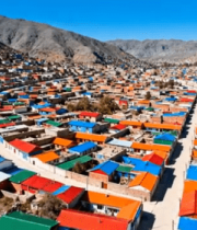 彩色村庄全景俯瞰(1)10383#横屏 