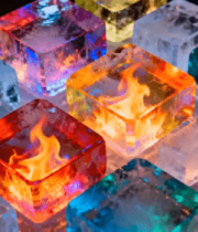 彩色发光冰块特写14449#横屏 