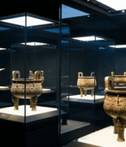 	 博物馆内青铜鼎文物展示(1)11303#横屏 