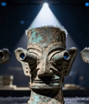 博物馆青铜面具文物展示()10254#横屏 