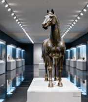 博物馆内青铜马文物展示10745#横屏 