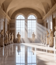 博物馆内雕塑光影场景2584#横屏 