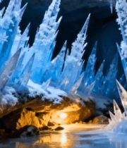 冰雪覆盖的山洞冰柱景观3006#横屏 