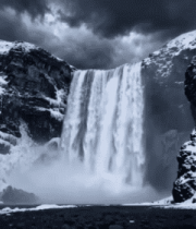 冰岛雪山瀑布自然景观10761#横屏 