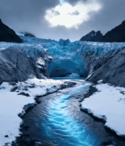 冰川间的溪流景观7593#横屏 