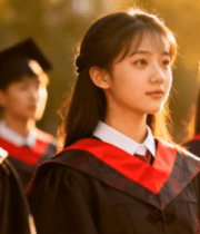 	 毕业生穿着学士服站立画面553#横屏 