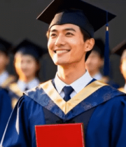 毕业生手持证书面带微笑12899#横屏 