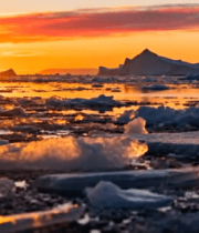 	 北极冰川夕阳美景876#横屏 