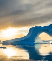 北极冰山夕阳全景11036#横屏 