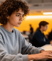 办公室女性使用笔记本电脑工作9650#横屏 