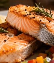 摆盘精致的香煎三文鱼14758#横屏 