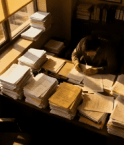 办公室男人处理大量文件素材12116#横屏 