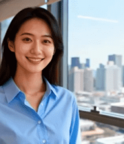 办公室内青年女白领微笑站立2156#横屏 