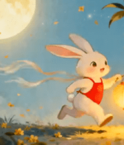 白兔持灯伴月桂花场景素材13522#横屏 