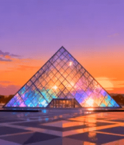 巴黎卢浮宫玻璃金字塔全景14937#横屏 
